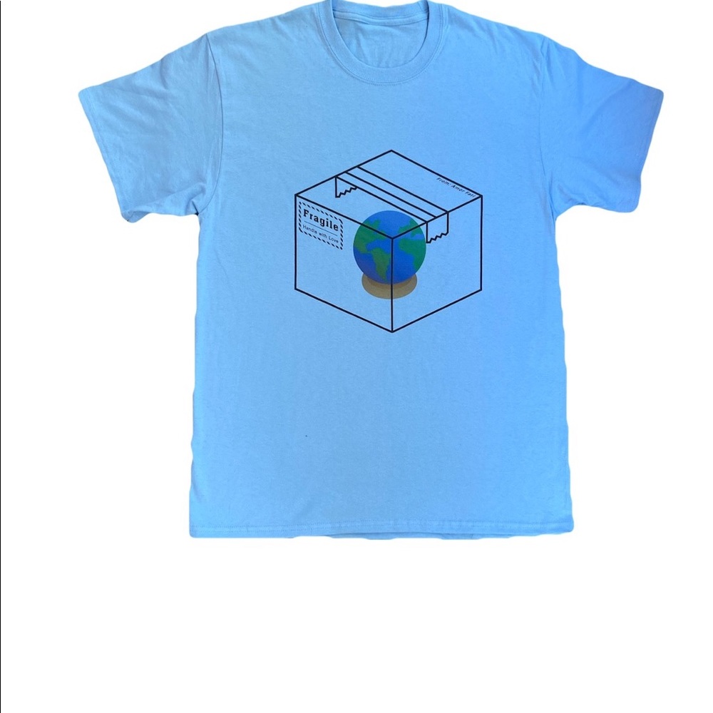 Amor Fati Unisex T-Shirt in light blue and white